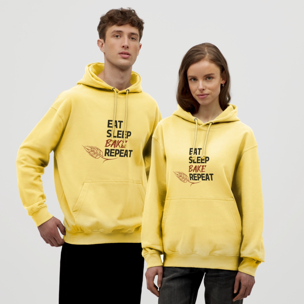 BROTHoodie Unisex Eat-Sleep-Bake-Repeat pur Brust - Zitronengelb