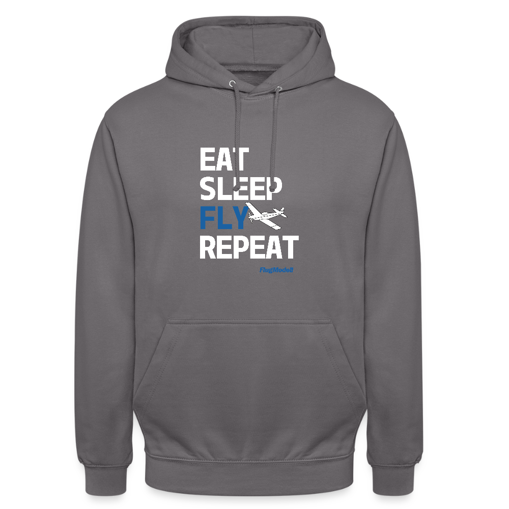 Hoodie Eat Sleep Fly Repeat dunkel - Mittelgrau
