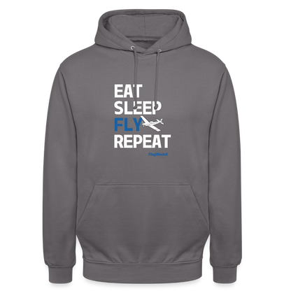 Hoodie Eat Sleep Fly Repeat dunkel - Mittelgrau
