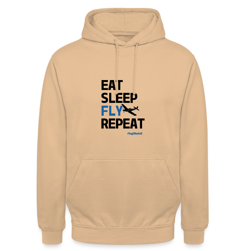 Hoodie Eat Sleep Fly Repeat hell - Pfirsich