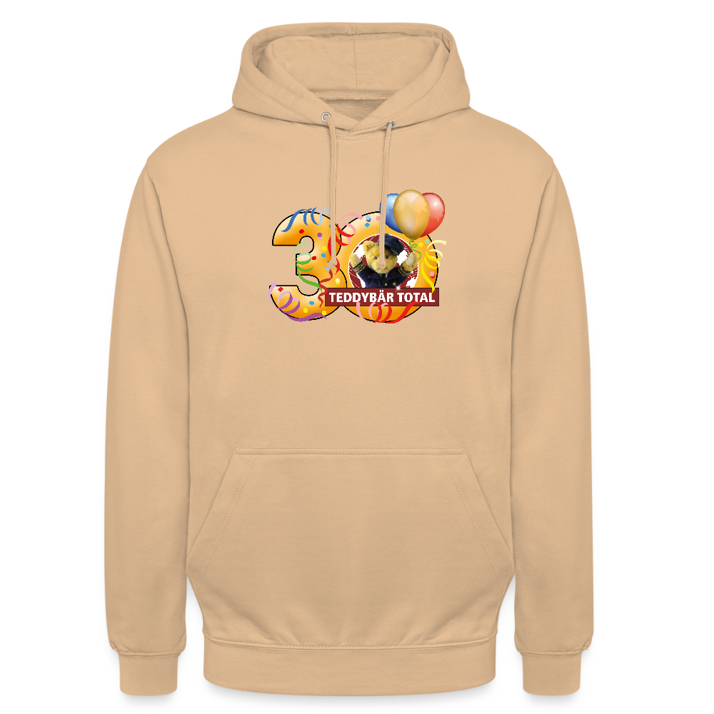 Unisex-Hoodie 30 Jahre TEDDYBÄR TOTAL groß - Pfirsich