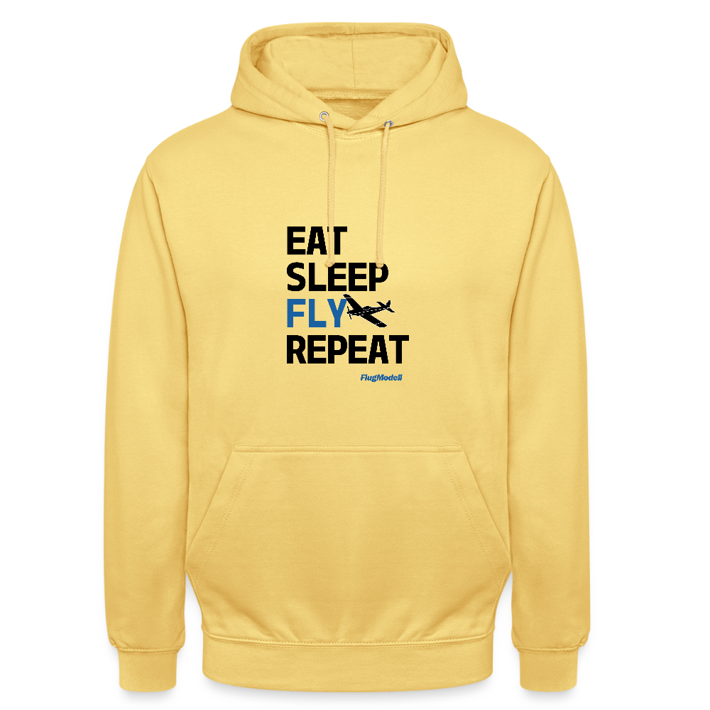Hoodie Eat Sleep Fly Repeat hell - Zitronengelb