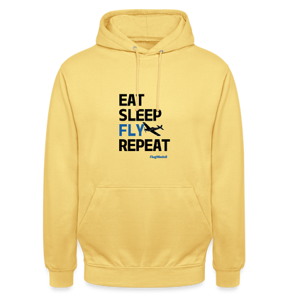 Hoodie Eat Sleep Fly Repeat hell - Zitronengelb